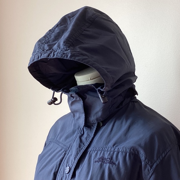 L.L. Bean Petite Fleece Lined Windbreaker with Removable Hood - Blue - SP - Picture 2 of 11